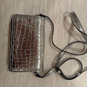 Marc Jacobs Silver Croc-Embossed Crossbody